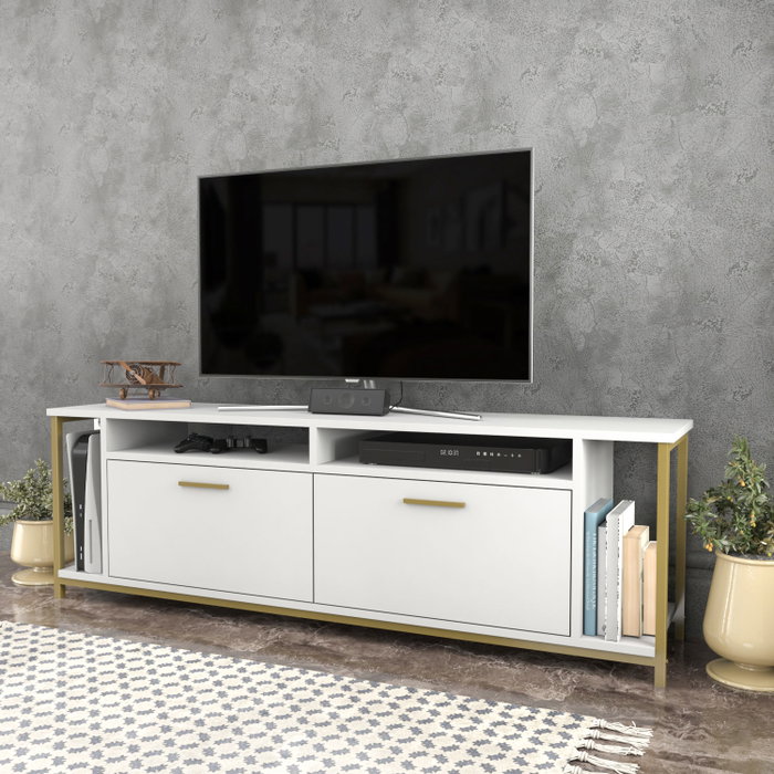 Hanah Home Soporte de TV Blanco y Dorado Hanah Home Soporte de TV Blanco y Dorado